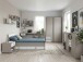 Bett >BAHAMAS< in SAHARAGRAU + WEISS - 146x80x210cm (BxHxT)