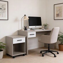 Rollcontainer >BAHAMAS< in SAHARAGRAU + WEISS - 46x58x40cm (BxHxT)