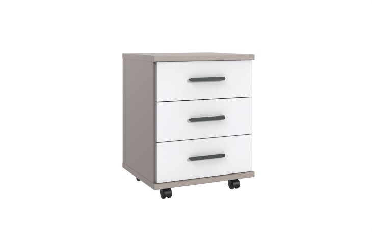 Rollcontainer >BAHAMAS< in SAHARAGRAU + WEISS - 46x58x40cm (BxHxT)