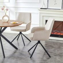 Esszimmerstuhl >Jana< 2er Set in creme, Webstoff - 57x91x64cm (BxHxT) 360° Drehfunktion