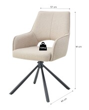 Esszimmerstuhl >Jana< 2er Set in creme, Webstoff - 57x91x64cm (BxHxT) 360° Drehfunktion