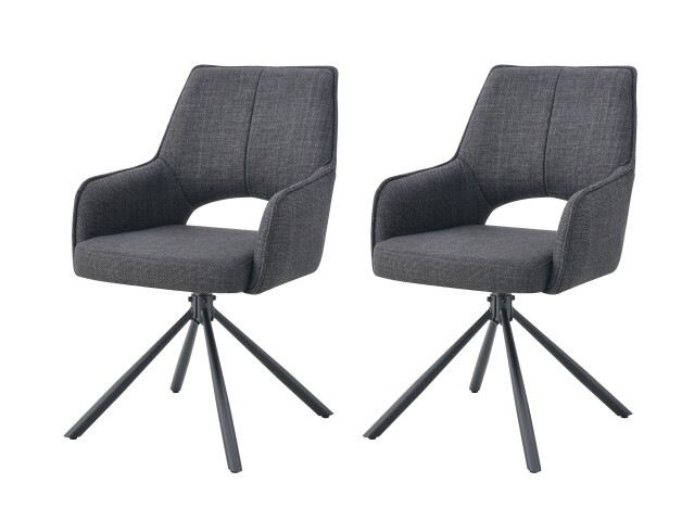 Esszimmerstuhl >Jana< 2er Set in anthrazit, Webstoff - 57x91x64cm (BxHxT) 360° Drehfunktion