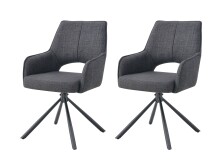 Esszimmerstuhl >Jana< 2er Set in anthrazit, Webstoff - 57x91x64cm (BxHxT) 360° Drehfunktion