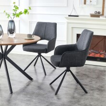 Esszimmerstuhl >Jana< 2er Set in anthrazit, Webstoff - 57x91x64cm (BxHxT) 360° Drehfunktion
