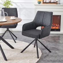 Esszimmerstuhl >Jana< 2er Set in anthrazit, Webstoff - 57x91x64cm (BxHxT) 360° Drehfunktion