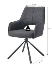 Esszimmerstuhl >Jana< 2er Set in anthrazit, Webstoff - 57x91x64cm (BxHxT) 360° Drehfunktion