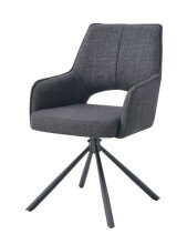 Esszimmerstuhl >Jana< 2er Set in anthrazit, Webstoff - 57x91x64cm (BxHxT) 360° Drehfunktion