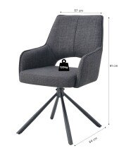 Esszimmerstuhl >Jana< 2er Set in anthrazit, Webstoff - 57x91x64cm (BxHxT) 360° Drehfunktion