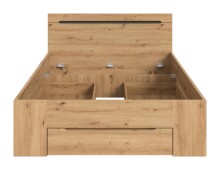 Bettgestell >Canu< in Basalt Grau / Artisan - 144x87x205cm (BxHxT) Liegefläche 140x200 cm