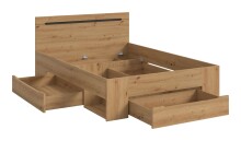 Bettgestell >Canu< in Basalt Grau / Artisan - 144x87x205cm (BxHxT) Liegefläche 140x200 cm