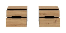 Nachtkommode >Canu< 2er Set in Basalt Grau / Artisan - 50x42x37cm (BxHxT)