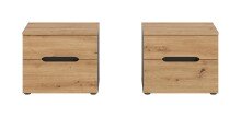 Nachtkommode >Canu< 2er Set in Basalt Grau / Artisan - 50x42x37cm (BxHxT)