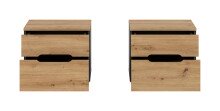Nachtkommode >Canu< 2er Set in Basalt Grau / Artisan - 50x42x37cm (BxHxT)