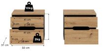 Nachtkommode >Canu< 2er Set in Basalt Grau / Artisan - 50x42x37cm (BxHxT)
