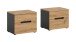 Nachtkommode >Canu< 2er Set in Basalt Grau / Artisan - 50x42x37cm (BxHxT)