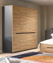 Kleiderschrank >Canu< in Basalt Grau / Artisan -...