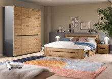 Kleiderschrank >Canu< in Basalt Grau / Artisan - 180x198x59cm (BxHxT)