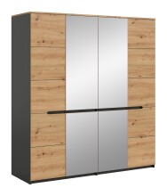 Kleiderschrank >Canu< in Basalt Grau / Artisan - 180x198x59cm (BxHxT)