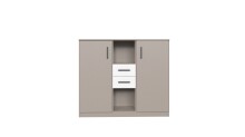 Highboard >BAHAMAS< in SAHARAGRAU + WEISS - 122x105x41cm (BxHxT)
