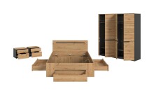 Schlafzimmer-Set >Canu< 4tlg. in Basalt Grau / Artisan