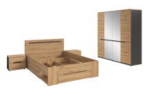 Schlafzimmer-Set >Canu< 4tlg. in Basalt Grau / Artisan