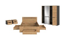 Schlafzimmer-Set >Canu< 4tlg. in Basalt Grau / Artisan