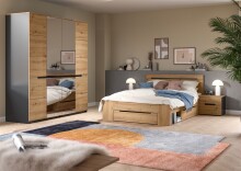 Schlafzimmer-Set >Canu< 4tlg. in Basalt Grau / Artisan