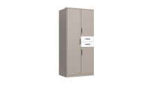 Drehtürenschrank >BAHAMAS< in SAHARAGRAU + WEISS - 90x198x58cm (BxHxT)