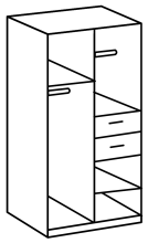 Drehtürenschrank >BAHAMAS< in SAHARAGRAU + WEISS - 90x198x58cm (BxHxT)