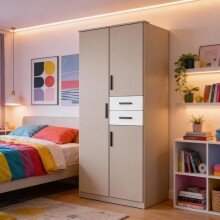 Drehtürenschrank >BAHAMAS< in SAHARAGRAU +...