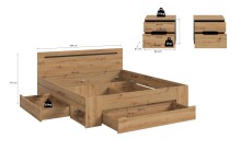 Bettgestell >Canu< in Basalt Grau / Artisan inkl. 2x Nachtkommode - 284x87x205cm (BxHxT)