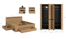 Schlafzimmer-Set >Canu< 4tlg. in Basalt Grau / Artisan