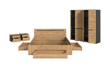 Schlafzimmer-Set >Canu< 4tlg. in Basalt Grau / Artisan