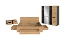 Schlafzimmer-Set >Canu< 4tlg. in Basalt Grau / Artisan