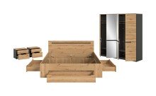 Schlafzimmer-Set >Canu< 4tlg. in Basalt Grau / Artisan