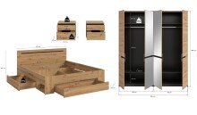 Schlafzimmer-Set >Canu< 4tlg. in Basalt Grau / Artisan