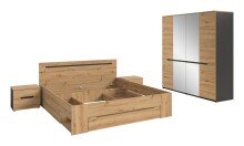 Schlafzimmer-Set >Canu< 4tlg. in Basalt Grau / Artisan