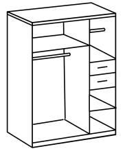 Drehtürenschrank >BAHAMAS< in SAHARAGRAU + WEISS - 135x198x58cm (BxHxT)