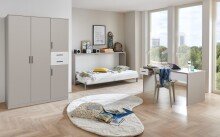 Drehtürenschrank >BAHAMAS< in SAHARAGRAU + WEISS - 135x198x58cm (BxHxT)