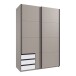 Schwebetürenschrank >BAHAMAS< in SAHARAGRAU + WEISS - 135x198x65cm (BxHxT)