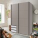 Schwebetürenschrank >BAHAMAS< in SAHARAGRAU + WEISS - 135x198x65cm (BxHxT)
