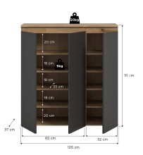 Highboard >Scarpa< in Evoke Oak / Anthrazit - 105x111x37cm (BxHxT)