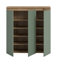 Highboard >Scarpa< in Evoke Oak / Smoke Green - 105x111x37cm (BxHxT)