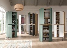 Highboard >Scarpa< in Evoke Oak / Smoke Green - 105x111x37cm (BxHxT)