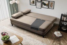 Schlafsofa >Sorto< in braun-beige, Cord - 200x91x100cm (BxHxT)