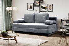 Schlafsofa >Sorto< in blau-grau, Cord - 200x91x100cm (BxHxT)