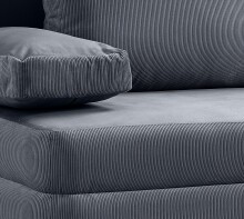 Schlafsofa >Sorto< in blau-grau, Cord - 200x91x100cm (BxHxT)