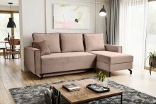 Ecksofa >Marti< in altrosa, Cord - 230x89x148cm...