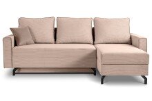 Ecksofa >Marti< in altrosa, Cord - 230x89x148cm (BxHxT)