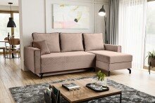 Ecksofa >Marti< in altrosa, Cord - 230x89x148cm (BxHxT)
